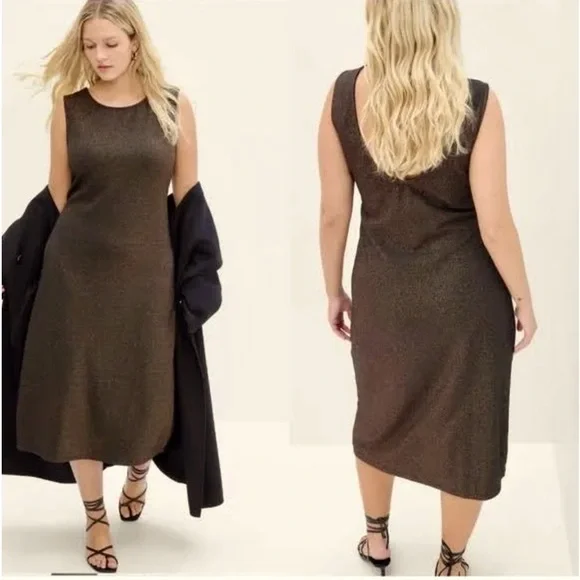 Gap Dress NWT low back metallic midi dress size S - Picture 2 of 9